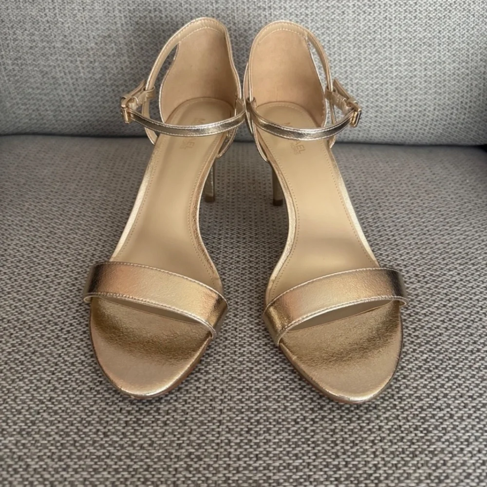 Michael Kors Simone Mid Sandal Pale Gold Shoes Size 8 - Picture 10 of 10